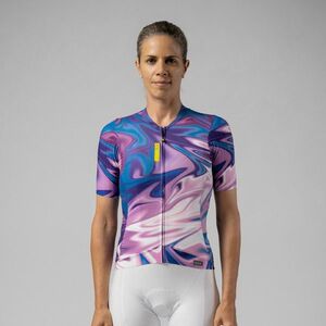 ALÉ Cyklistický dres s krátkým rukávem - SMOOTHIE - fialová/modrá M obraz