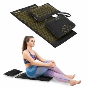 Akupresurní podložka a polštář inSPORTline EcoSpike černo-zlatá obraz