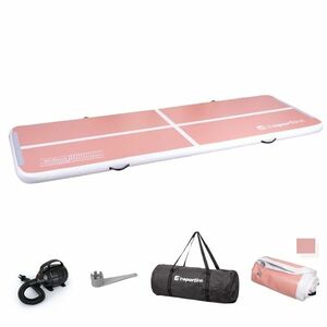 Airtrack inSPORTline Airstunt 400x100x10 cm korálová růžová s elektrickou pumpou obraz