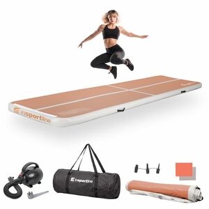 Airtrack inSPORTline Airstunt 400x100x10 cm mocha mousse s elektrickou pumpou obraz