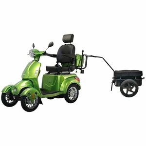 Elektrický čtyřkolový vozík inSPORTline Antun s tažným rámem a přívesem zelená obraz