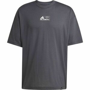 adidas GFX TEE GLOB Pánské sportovní triko, tmavě šedá, velikost XXL obraz