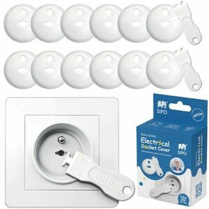Sipo 12 + 2 Ochranné kryty na elektrické zásuvky, bílá, velikost obraz