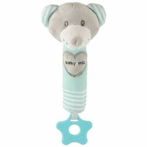 BABY MIX MEDVĚD Plyšová hračka s chrastítkem, šedá, velikost obraz