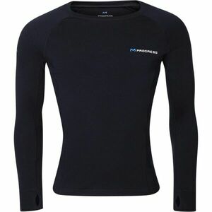 PROGRESS MT TDR Pánské merino triko s dlouhým rukávem, černá, velikost obraz