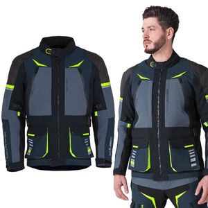Moto bunda W-TEC Modock černo-modro-fluo žlutá XL rozšířená obraz