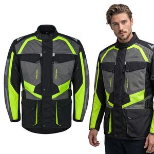 Pánská moto bunda W-TEC Burdys Evo černo-šedo-zelená 6XL obraz