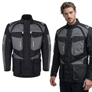 Pánská moto bunda W-TEC Burdys Evo černo-šedá 6XL obraz