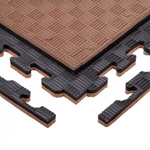 Puzzle tatami podložka inSPORTline Sazegul 100x100x2 cm mocha mousse-černá, vzor 5 proužků obraz