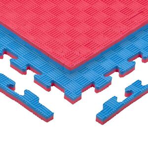 Puzzle tatami podložka inSPORTline Sazegul 100x100x2 cm červeno-modrá, vzor 5 proužků obraz