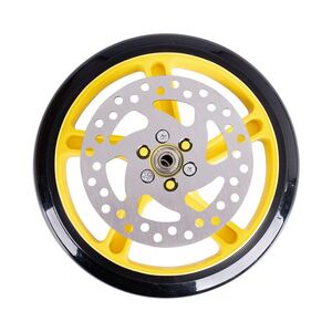 Náhradní kolo s brzdovým diskem na koloběžku Discola 200x30mm žlutá obraz