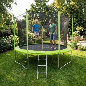 Trampolína s ochrannou sítí a schůdky inSPORTline Irbiso 366 cm obraz
