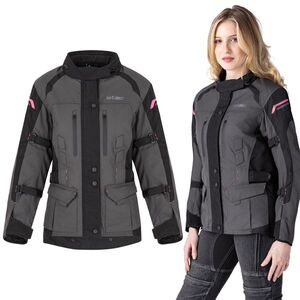 Dámská moto bunda W-TEC Barbata černo-šedo-růžová 4XL obraz