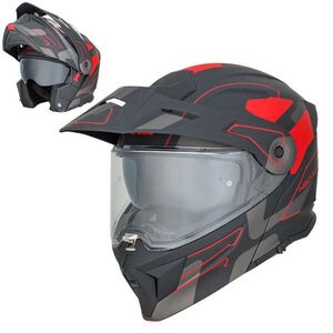 Výklopná moto přilba 3v1 W-TEC Neovu Graphic černo-červená XXL (63) obraz