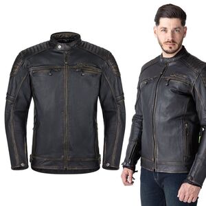Kožená moto bunda W-TEC Mungelli EVO vintage černo-hnědá XXL rozšířená obraz