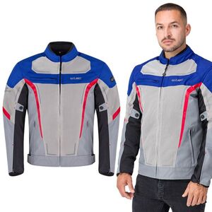 Letní pánská moto bunda W-TEC Mirelio šedo-modro-červená 6XL obraz