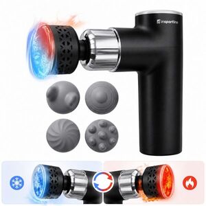 Masážní pistole s hřejivým/chladivým nástavcem inSPORTline ChillFrost • 1800 mAh • 1600-2800 rpm • až 6 mm černá obraz