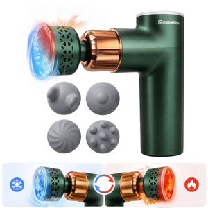 Masážní pistole s hřejivým/chladivým nástavcem inSPORTline ChillFrost • 1800 mAh • 1600-2800 rpm • až 6 mm zelená obraz