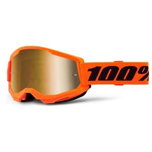 Juniorské motokrosové brýle 100% Strata 2 Junior Mirror Orange, True zlaté plexi obraz