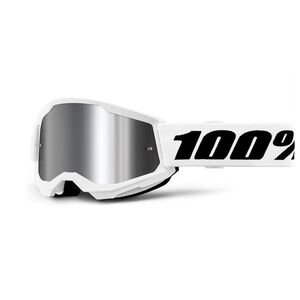 Juniorské motokrosové brýle 100% Strata 2 Junior Mirror White, stříbrné plexi obraz