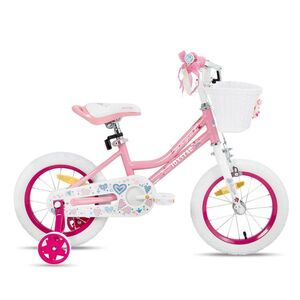Dětské kolo Joystar Angel 14" s košíkem a kolečky • 91-119 cm světle růžová obraz