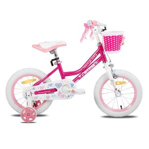 Dětské kolo Joystar Angel 14" s košíkem a kolečky • 91-119 cm růžová obraz
