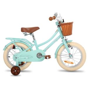 Dětské kolo Joystar Stitch 14" s košíkem a kolečky • 92-120 cm zelená obraz