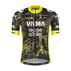 RAPIDGEAR Cyklistický dres s krátkým rukávem - REPLICA VISMA TDF26 - černá/žlutá obraz