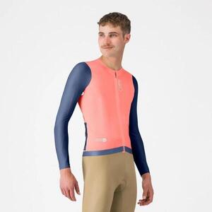 CASTELLI Cyklistický dres s dlouhým rukávem letní - CORRETTO LS - růžová/modrá obraz