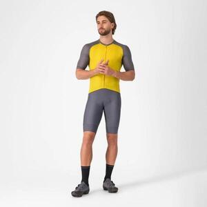 CASTELLI Cyklistický dres s krátkým rukávem - UNLIMITED ENDURANCE 3 - žlutá/šedá obraz