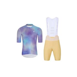 HOLOKOLO Cyklistický krátký dres a krátké kalhoty - COSMA - béžová/světle modrá/fialová obraz