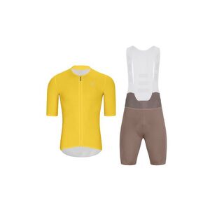 HOLOKOLO Cyklistický krátký dres a krátké kalhoty - ELEVATE - žlutá/hnědá obraz