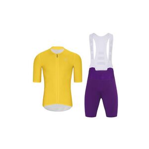HOLOKOLO Cyklistický krátký dres a krátké kalhoty - ELEVATE - žlutá/fialová obraz
