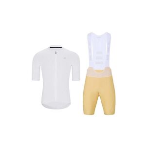 HOLOKOLO Cyklistický krátký dres a krátké kalhoty - AEROLITE - béžová/bílá obraz