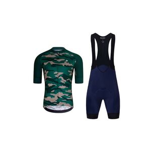 HOLOKOLO Cyklistický krátký dres a krátké kalhoty - CAMOTRAIL - modrá/černá/zelená obraz