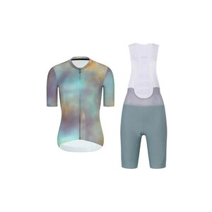 RIVANELLE Cyklistický krátký dres a krátké kalhoty - COSMA - zelená/fialová/zlatá obraz