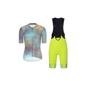 RIVANELLE Cyklistický krátký dres a krátké kalhoty - COSMA - žlutá/černá/fialová/zlatá obraz