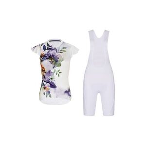 RIVANELLE Cyklistický krátký dres a krátké kalhoty - MISS FLOWERY - bílá/vícebarevná obraz