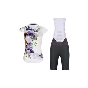 RIVANELLE Cyklistický krátký dres a krátké kalhoty - MISS FLOWERY - antracitová/bílá/vícebarevná obraz