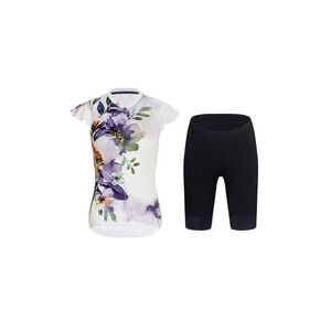 RIVANELLE Cyklistický krátký dres a krátké kalhoty - MISS FLOWERY - černá/bílá/vícebarevná obraz