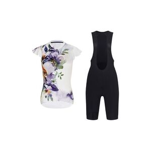 RIVANELLE Cyklistický krátký dres a krátké kalhoty - MISS FLOWERY - černá/bílá/vícebarevná obraz