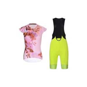 RIVANELLE Cyklistický krátký dres a krátké kalhoty - MISS FLOWERY - žlutá/černá/růžová obraz