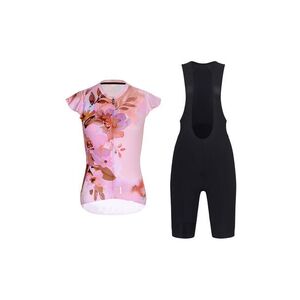 RIVANELLE Cyklistický krátký dres a krátké kalhoty - MISS FLOWERY - černá/růžová obraz