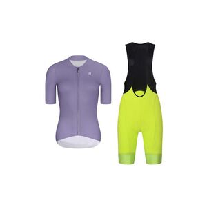 RIVANELLE Cyklistický krátký dres a krátké kalhoty - ELEVATE - žlutá/černá/fialová obraz