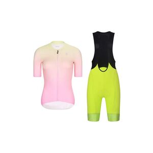 RIVANELLE Cyklistický krátký dres a krátké kalhoty - ELEVATE - žlutá/černá/růžová/vícebarevná obraz
