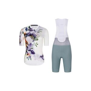 RIVANELLE Cyklistický krátký dres a krátké kalhoty - FLOWERY LADY - bílá/zelená/vícebarevná obraz