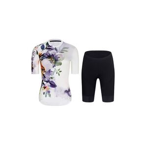 RIVANELLE Cyklistický krátký dres a krátké kalhoty - FLOWERY LADY - černá/bílá/vícebarevná obraz