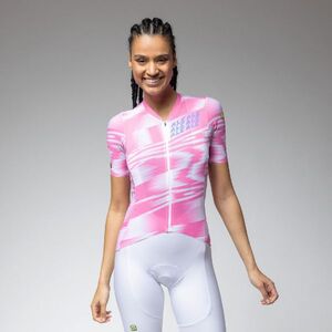 ALÉ Cyklistický dres s krátkým rukávem - TECHNO PR-E - růžová/bílá obraz