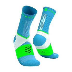 COMPRESSPORT Cyklistické ponožky klasické - ULTRA TRAIL SOCKS V2.0 - modrá/zelená obraz
