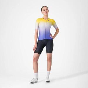 CASTELLI Cyklistický dres s krátkým rukávem - UPF W - žlutá/fialová obraz
